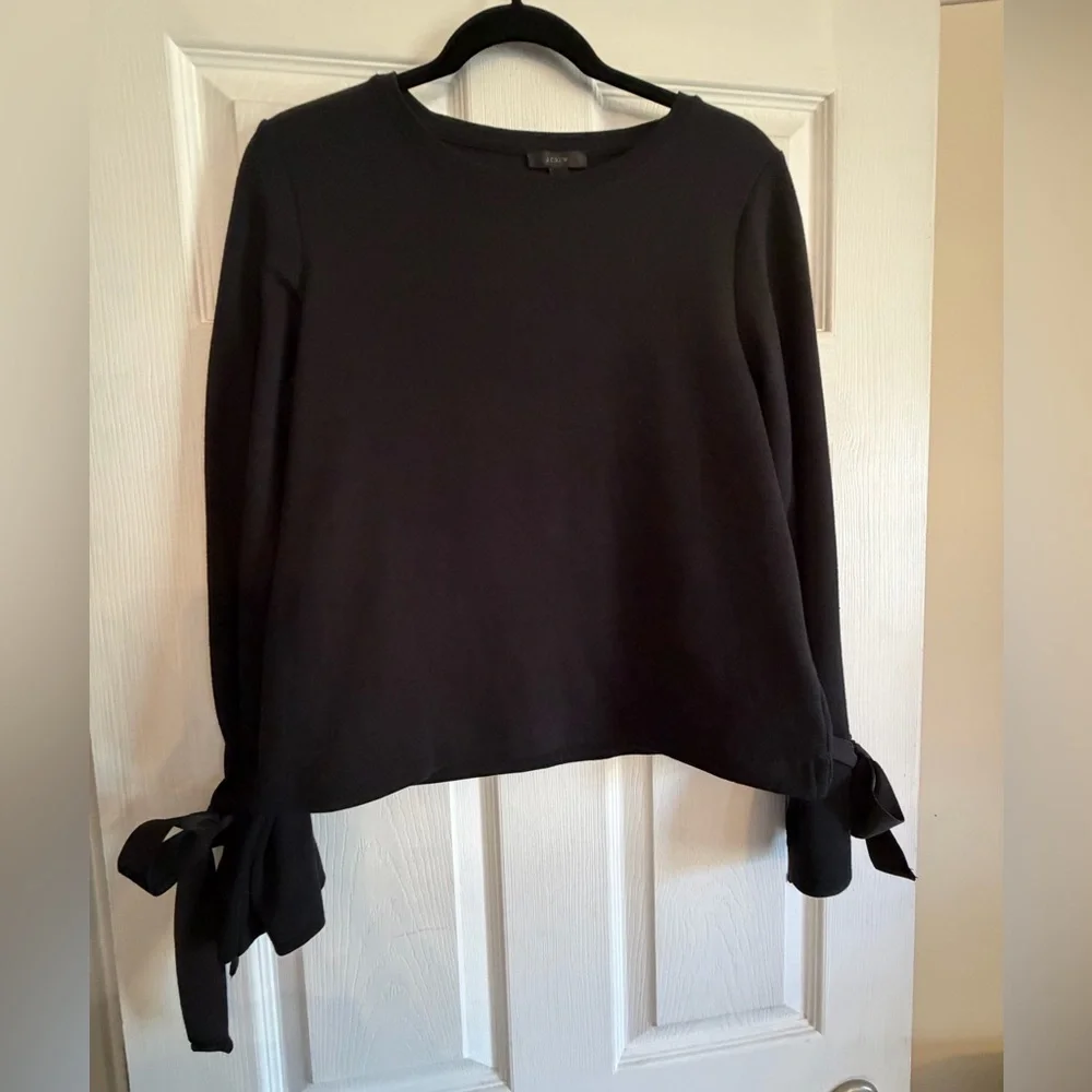 J. Crew Sweatshirt Black Tie Sleeve S
